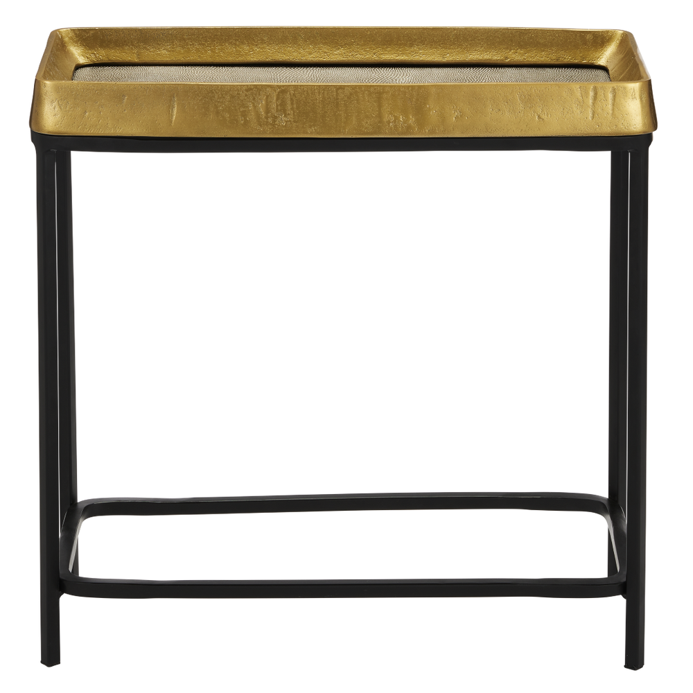 Tanay Brass Side Table - Contemporary Artistry with Snakeskin Design and Minimalist Iron Base