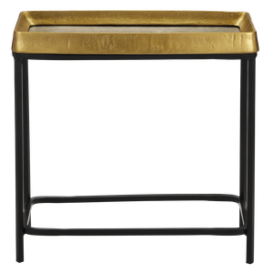 Tanay Brass Side Table - Contemporary Artistry with Snakeskin Design and Minimalist Iron Base