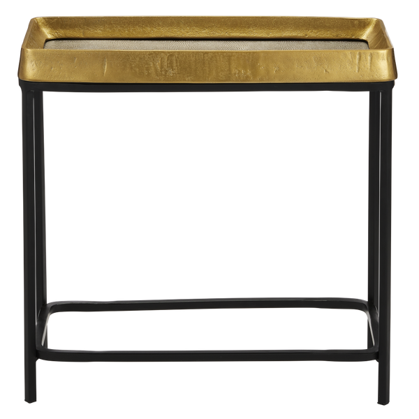 Tanay Brass Side Table - Contemporary Artistry with Snakeskin Design and Minimalist Iron Base