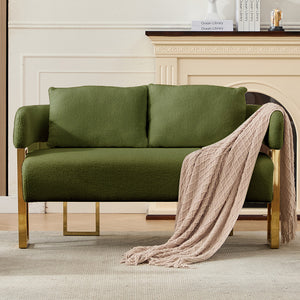 English Elm TS Modern decorative chair with teddy fleece upholstery, ergonomic sponge cushion and gold legs for luxe comfort and style Green W2311P364624