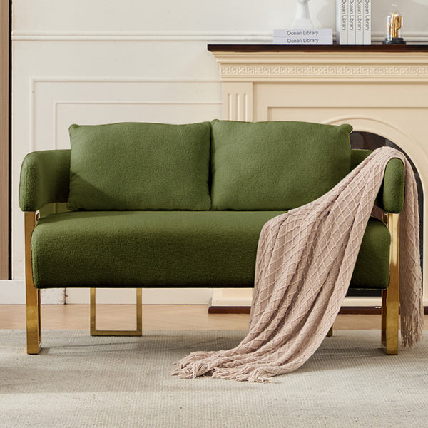 English Elm TS Modern decorative chair with teddy fleece upholstery, ergonomic sponge cushion and gold legs for luxe comfort and style Green W2311P364624