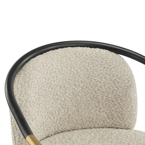 English Elm Christopher Knight Home® - 26" Upholstered Counter Stool Set of 2 with Bouclé Fabric and Iron Frame, Contemporary Comfort and Style Almond,Black+Gold N771P288863V