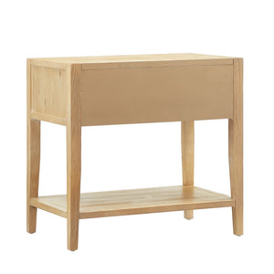 English Elm Fleur Natural 1-Drawer Nightstand with Reeded Drawer, Gold Pull, Tapered Legs, Lower Shelf, 29" H B050P376966