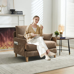 English Elm Foldable sofa bed recliner with three pillows, 3-in-1 convertible sleeper for small spaces, mid-century modern comfort Light Brown W395P290557