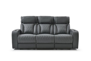 English Elm Lumin Power Reclining Home Theater Sofa with Led Lighting and Wireless Charging Pad Gray B078P497928