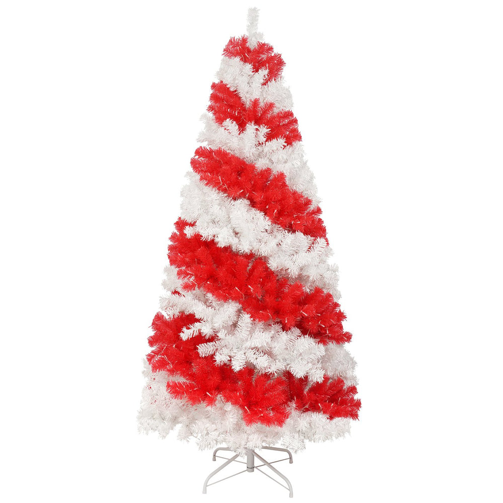 English Elm 6ft Candy Cane Christmas Tree with 300 Warm White LEDs, 904 Bendable Branches, Easy Assemble Joyfully Festive Decor N710P181789J