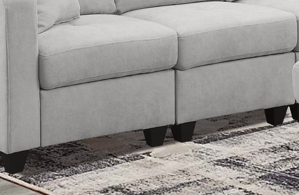 English Elm Sectional Sofa - Luxurious Light Gray Microfiber With Supportive Cushions & Integrated Cup Holders B205S00080-GIGA