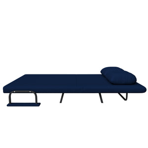 English Elm 46" Wide Corduroy Sleeper Sofa Bed Convertible Folding Chair for Two with Adjustable Backrest Blue W2700P431035