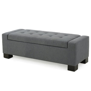 English Elm Guernsey Storage Ottoman Bench with Hinged Lid for Living Room or Bedroom N767P382228C