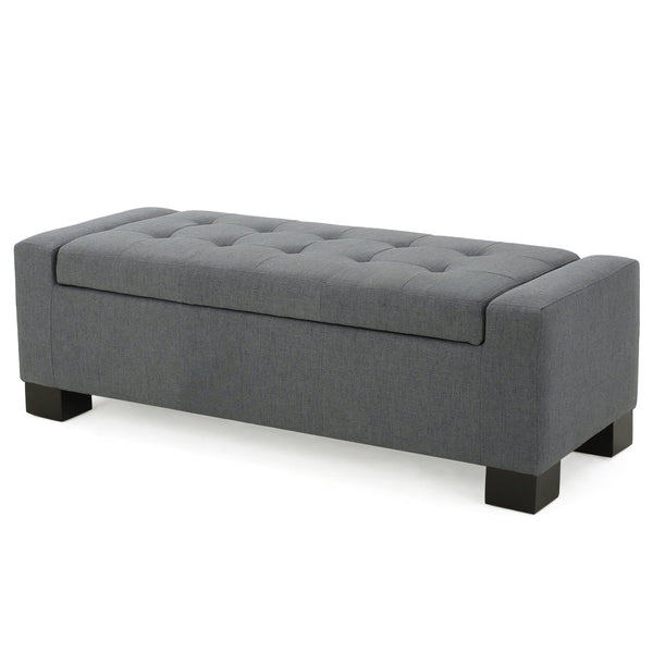 English Elm Guernsey Storage Ottoman Bench with Hinged Lid for Living Room or Bedroom N767P382228C