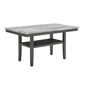 English Elm Luna Faux Marble Counter Height Dining Table with Storage Shelf Seats Six Modern B2749P413408