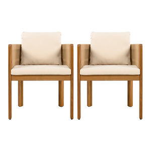 English Elm Christopher Knight Home® - Acacia Outdoor Dining Chairs Set of 2 with Rope Handles, Waterproof Washable Cushions, 400 lb Capacity Beige,Teak N779P279983B