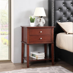 English Elm Sleek Cherry Nightstand with Open Shelf Storage, 28"H x 22"W x 16"D, Rich Finish, Sturdy Modern Design B078107917