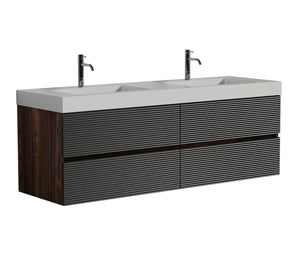 English Elm Emilia 60 Inch Freestanding Oak Vanity with Ceramic Sink and Soft Close Drawers W1865S00192