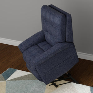 English Elm Velour Lugano Indigo Power Lift Chair with USB, Dual Pockets, Full Recline & Quiet Lift Mechanism B339P409525