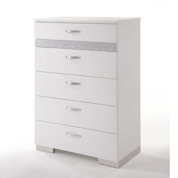 English Elm Naima Glam Six-Drawer Dresser with Felt-Lined Jewelry Organizer, Smooth Glides & Sparkle Accents White 54 L x 20 W x 38 H B2726P261857