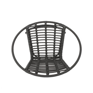 English Elm Christopher Knight Home® - HIGHLAND Grey Rattan Dining Chair with Metal Frame — Cozy Basket Seat, Angled Minimalist Design SEAT65484.00GRY