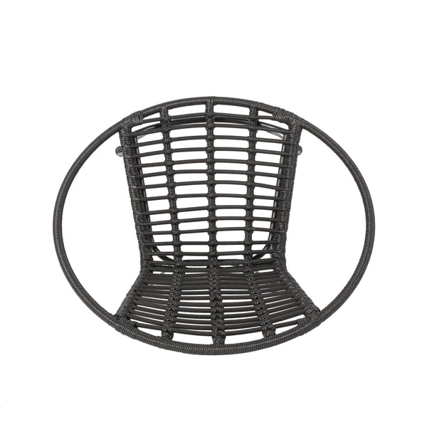 English Elm Christopher Knight Home® - HIGHLAND Grey Rattan Dining Chair with Metal Frame — Cozy Basket Seat, Angled Minimalist Design SEAT65484.00GRY