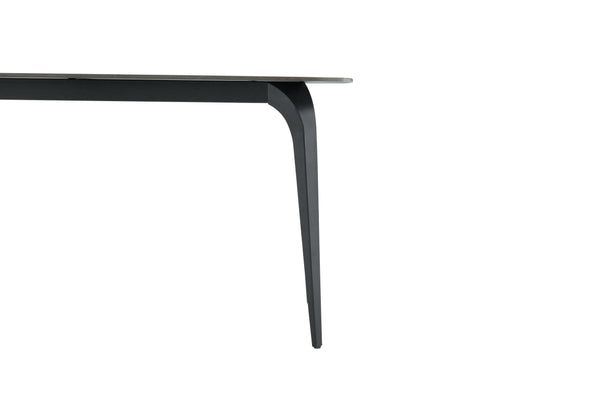 English Elm Modern Sintered Stone Rectangular Dining Table with Gold Accent Metal Base W3493S00015