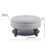 Madison Park Miller Transitional Round Storage Ottoman MP101-1045 Light Grey/Brown