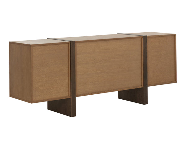 Sunpan Ewan Sideboard – Two-toned Oak Beauty With Rich Graining, Modern Design & Functional Storage Solution Brown Wood 111794