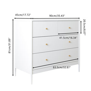 English Elm White Classic 4-Drawer Kids Dresser – Solid Poplar & Engineered Wood, Child-Safe, Anti-Tip, 35.4" Wide Storage Appeal W808P298011