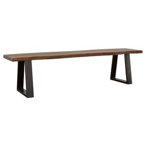 English Elm Wobegon Grey Sheesham Live Edge Dining Bench with Angled Metal Legs, 70" Rustic Modern Seating Appeal B062P375996
