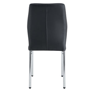 English Elm Luxury Simple Chair Set Of 4 - Elegant Black Pu Leather Dining Chairs With Stylish Silver Legs W1151P282690