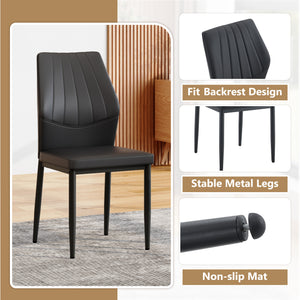 English Elm Set of 3 Ergonomic Pu Leather Dining Chairs with Metal Frame and Foam Cushion W1151P442911