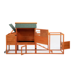 English Elm Portable Pinewood Chicken Coop with Nesting Box Run and Wheels for Backyard Flocks Orange W2181P356215