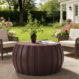 English Elm 35.43" Square Mgo Cement Coffee Table Weatherproof Indoor Outdoor Low Profile Modern Brown W757P387434