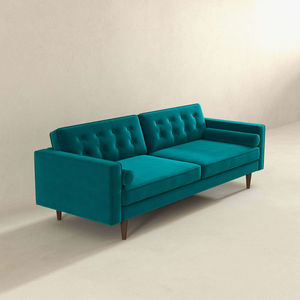 English Elm Ashcroft Furniture - Casey Mid Century Modern Teal Velvet Sofa