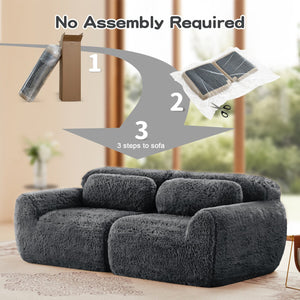 English Elm 2-seater Modular Cloud Sofa Plush Fluffy Sectional with Pillows for Living Room Dark Grey W714P380187
