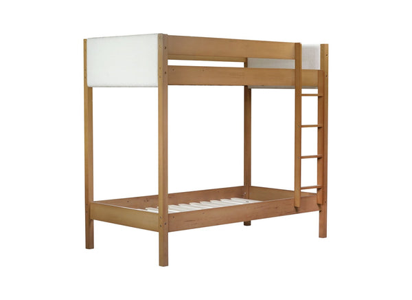 English Elm Twin Over Twin Bunk Bed With Plush Boucle Upholstery, Safety Guardrails & Under-Bed Storage Space W504S00182-GIGA