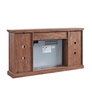 English Elm 65" Fireplace Tv Stand with Led Glass Cabinets and Electric Flame for Rooms up to 400 Sq Ft W1769S00017
