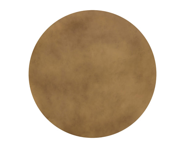 Sunpan Bernaby Coffee Table - Contemporary Round Design with Hand-Painted Metal Top and Unique Craftsmanship Antique Brass