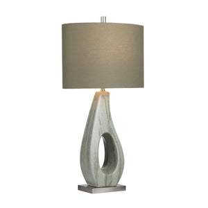 Crestview Collection 33.5"H Elegant Ceramic Table Lamp With Artistic Oval Cutout, Soft Green Shade & 3-way Socket   Cvazp149