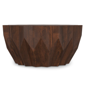 English Elm Turnbull Round Mango Wood Coffee Table Sculptural Faceted Edge Low Profile Modern B136P429094