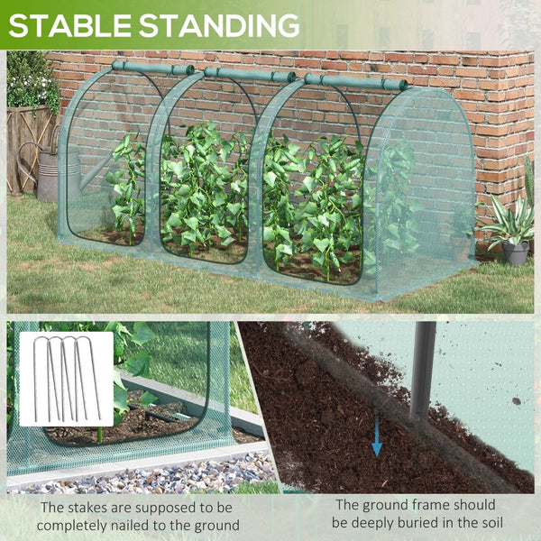 English Elm Outsunny 9' X 4' Crop Cage - Portable Plant Protection Tent With Zippered Doors & Ground Stakes W2225P174511-GIGA