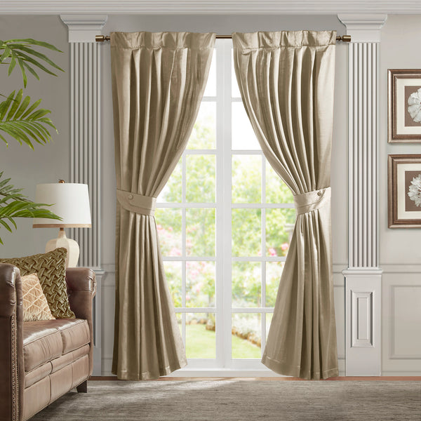 JLA Home Croscill Classics - Pleat Avignon Satin Curtain Panel with Box Pleat Top and Tieback for Luxurious Tailored Windows 96 L x 26 W x 0.13H CCL40-0045
