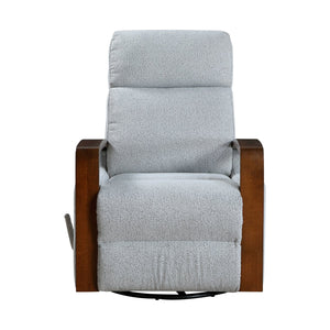 English Elm New Luxurious Swivel Glider Reclining Chair in Gray Boucle Fabric with Wooden Arms, Plush Foam Padding, 360° Swivel and Smooth Recline for Living Room or Nursery B011P395823