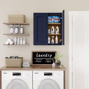 English Elm Navy Shaker Solid Wood Wall Cabinet Soft Close Double Door Kitchen Bath Storage T2950P479973