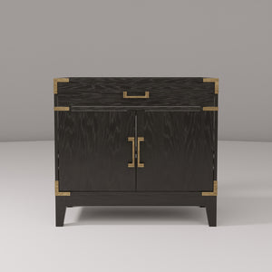 English Elm Black Oak Single Bath Vanity - Stylish 36" Bathroom Storage With Soft-Close Doors & Easy Setup B2731P260908