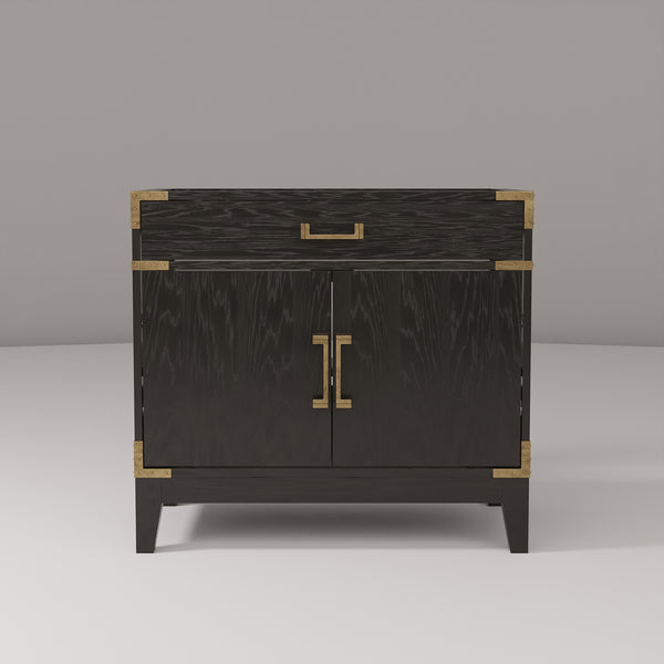 English Elm Black Oak Single Bath Vanity - Stylish 36" Bathroom Storage With Soft-Close Doors & Easy Setup B2731P260908