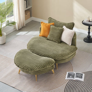 English Elm 65.00 Inch Mid-century Corduroy Loveseat with Gold Tapered Legs for Apartment Living Green W1658P212596