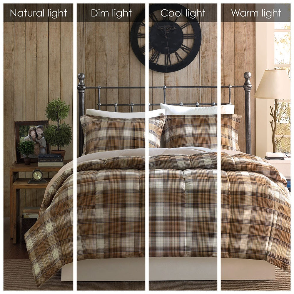 English Elm Full/Queen Cozy Microfiber Quilted Comforter Set - Rustic Plaid Design, Soft, Hypoallergenic & Washable B035100462