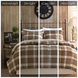 English Elm Full/Queen Cozy Microfiber Quilted Comforter Set - Rustic Plaid Design, Soft, Hypoallergenic & Washable B035100462