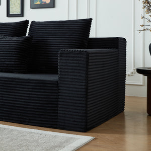 English Elm Deep Seat Corduroy Modular Cloud Couch With Built-In Cup Holders – No Assembly Needed, Luxurious Comfort W848S00048