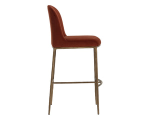 Sunpan NESTOR Barstool in Meg Rust - Luxurious Comfort & Antique Brass Legs for Modern Living Spaces 112575