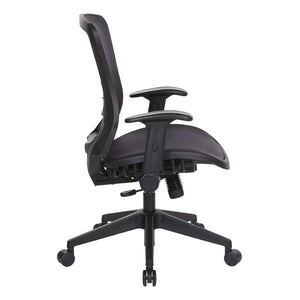 OSP Home Furnishings Dark Air Grid Mesh Manager Chair with Lumbar Support and Ergonomic Adjustable Arms 515-77N1F2